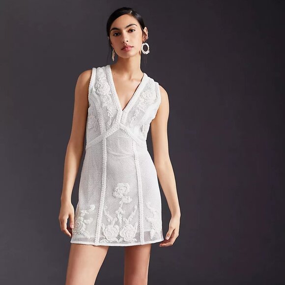 Anthropologie: Not So Serious by Pallavi Mohan Deep-V Mini Dress - Picture 1 of 4